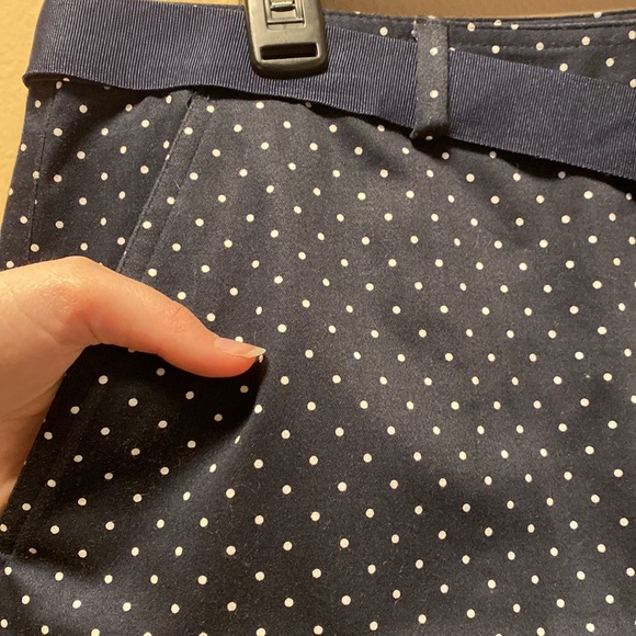 NWT Chaps Navy & White Polka Dot Skirt With Belt - Picture 4 of 10